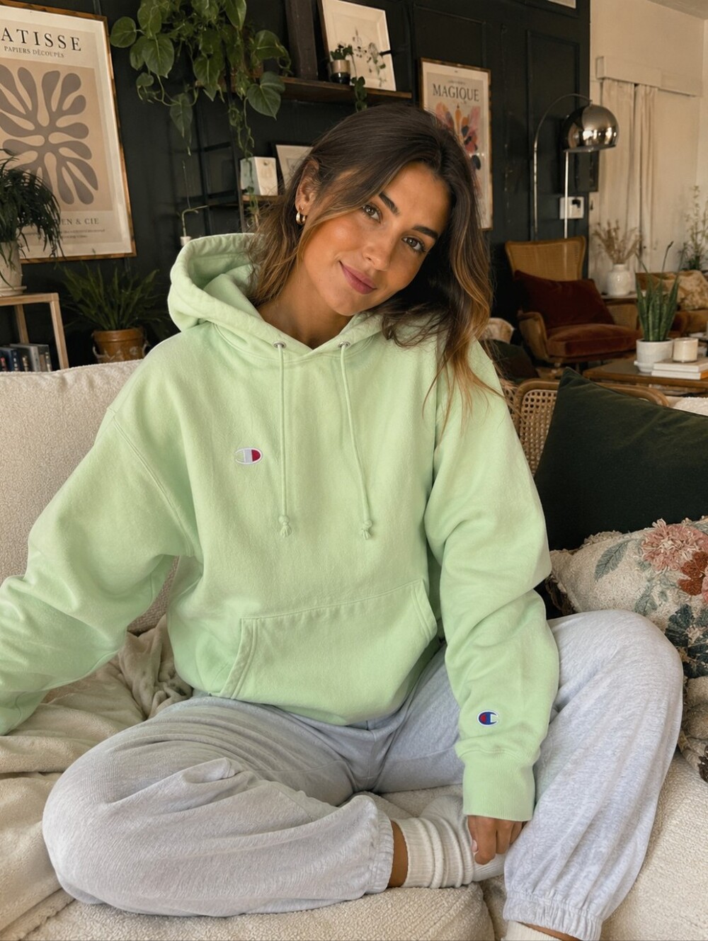 Champion Reverse Weave Light Lime Green Hoodie